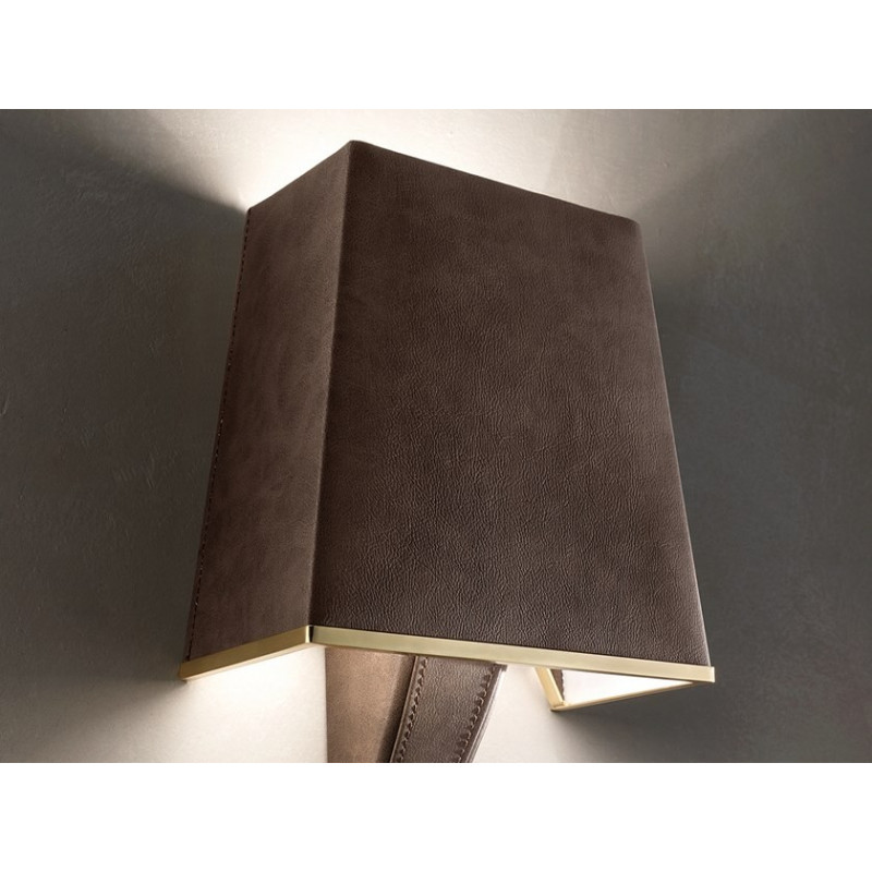 Masiero Darshan Wall Light Brushed Brass & Leather