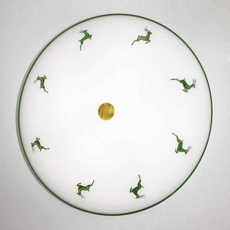 Kolarz Nonna Glass Ceiling Light Green Deer