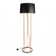 Grok Premium 3 Light Floor Lamp Black, Copper with Black Fabric Shade